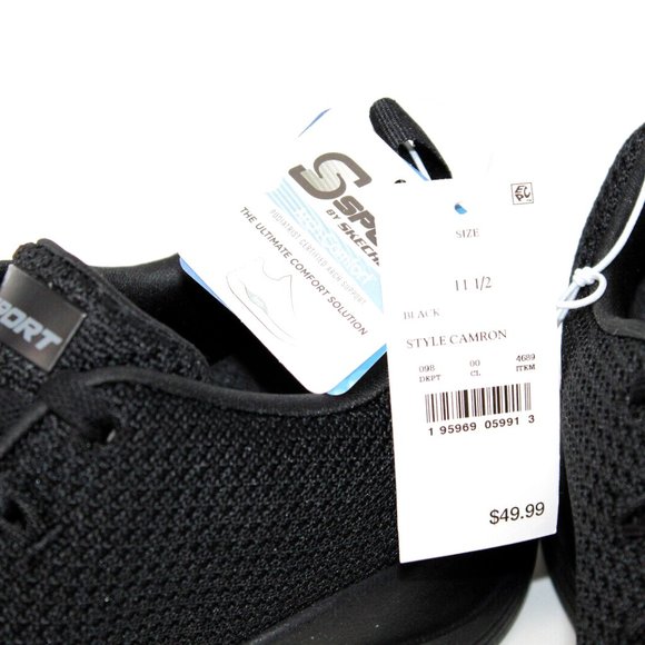 New S SPORT by SKECHERS Men's CAMRON Arch Support Black Sneakers Shoes Size 11.5 - Picture 11 of 12